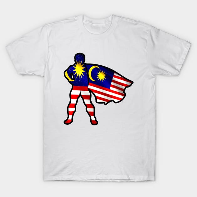 Malaysian Hero Wearing Cape of Malaysia Flag Proud To Be Malaysian Team T-Shirt by Mochabonk